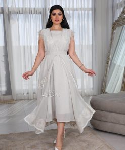 ورزان - جلابية ريش ناعمة قطعتين بتصميم أنيق