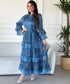 أوبرا فاشن - فستان طويل شيفون لمعة طبقات جوبير