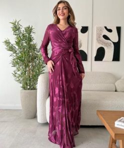 أوبرا فاشن - فستان سهرة طويل قماش شيفون استرتش بريطة بالخصر