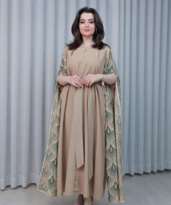 أوبرا فاشن - جلابية كويتية لون ذهبي باكمام طويلة