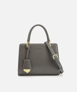 الفي - شنطة نسائية أنيقة جلد بلون رمادي