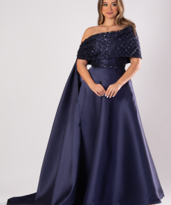 تريجر آيلاند - فستان سهرة طويل اوف شولدر بذيل جانبي