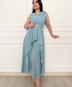 Alternative view of أوبرا فاشن - فستان ناعم كريب ومن الاسفل شيفون مكسر لون تيفاني