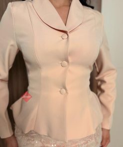 Alternative view of طقم راقي بلوزة و تنورة مزينة بتطريز ورود وحبال من الخلف