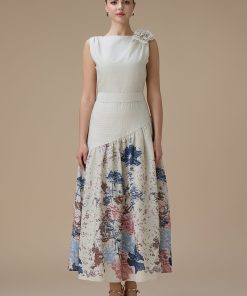 اكتان - فستان ماكسي بيج بتفاصيل زهرية