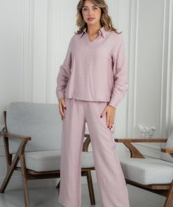 Alternative view of لورا فاشن - طقم نسائي بلون وردي ناعم مع تطريز زهري