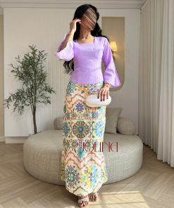 جولينا - طقم تنورة مطرزه مع بلوزة ليلكية