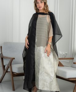 Alternative view of لورا فاشن - جلابية مناسبات فاخرة بشيفون أسود ودانتيل راقٍ