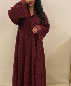 مارينا للعبايات - عباية الرشه عنابي