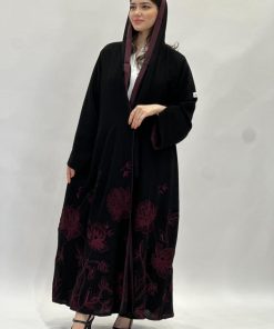 مارينا للعبايات - عبابه تطريز عنابي