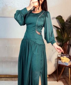 Alternative view of أوبرا فاشن - فستان سهرة بأكمام شفافة وقصة أنيقة