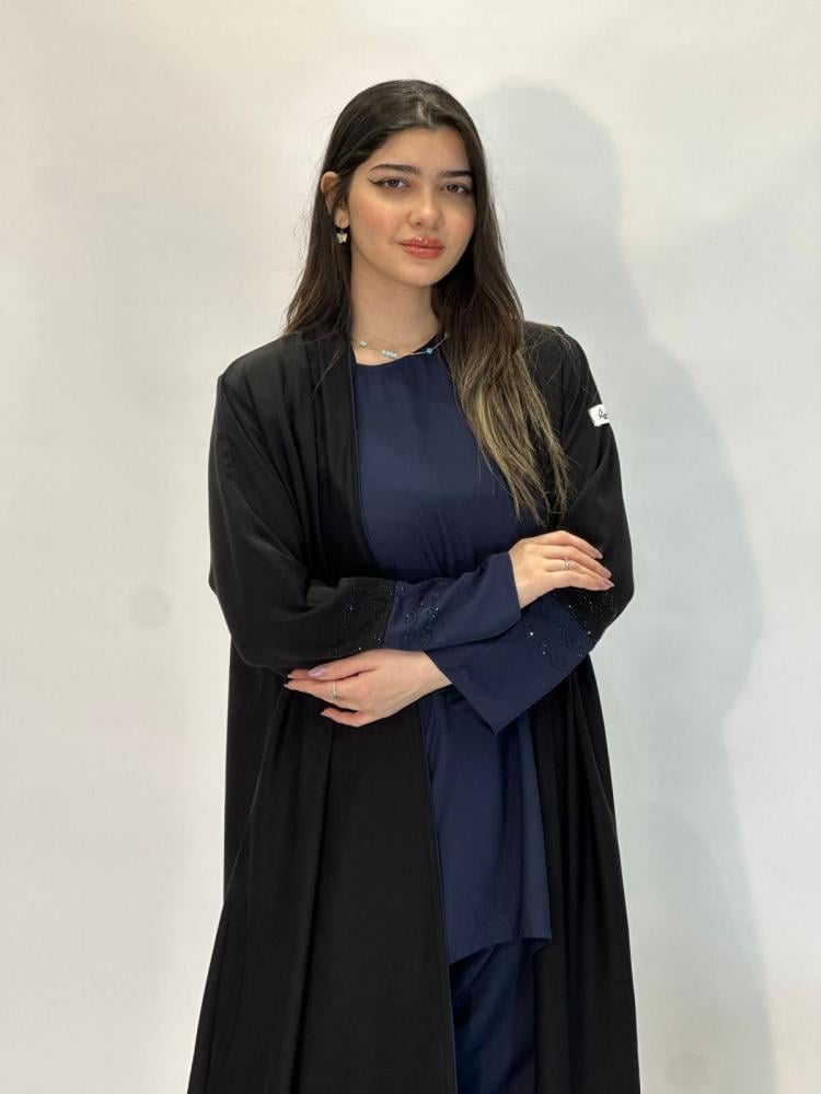 مارينا للعبايات - عباية السفر كم كحلي بكرستال - Image 4