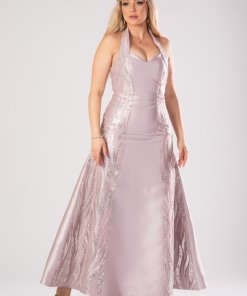 تريجر آيلاند - فستان سهرة طويل ساتان باكتاف اوف شولدر