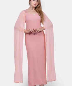 تريجر آيلاند - فستان سهرة طويل ناعم بأكمام حرة مزين من الاكتاف