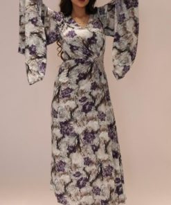 تريجر آيلاند - فستان مشجر مزين بكرستال على الخصر بكسرات بليسيه