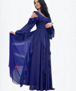 Alternative view of بينوش  - فستان طويل ناعم شيفون ستايل كت مزين بكرانيش