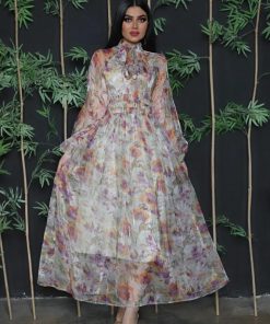 تريجر آيلاند - فستان مشجر شيفون طويل