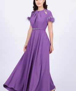 Alternative view of تريجر آيلاند - فستان ناعم طويل كريب بكمام جابنيز بريش