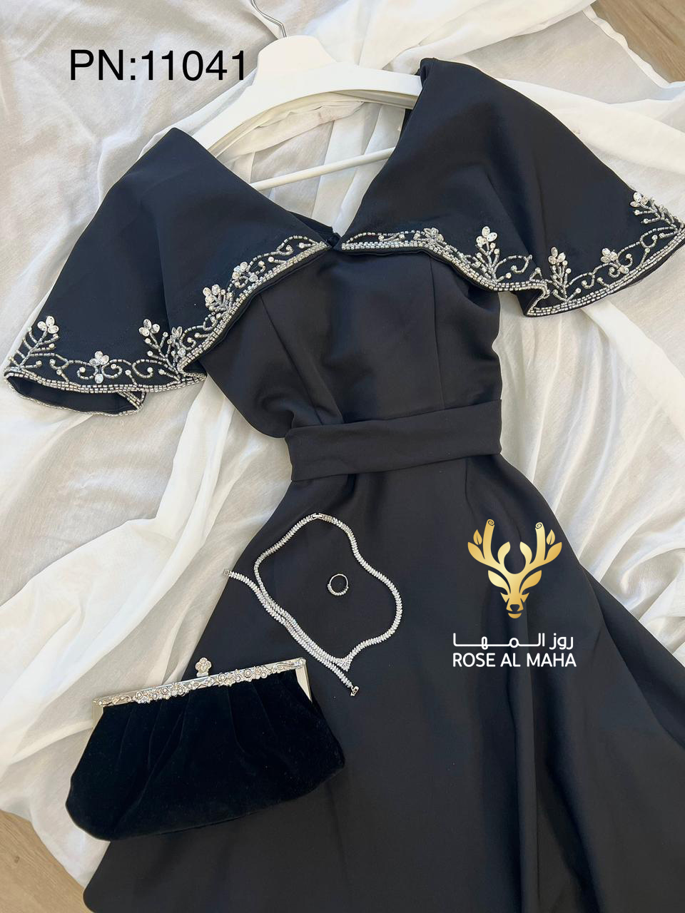 روز المها - فستان أسود باربي طويل - Image 6