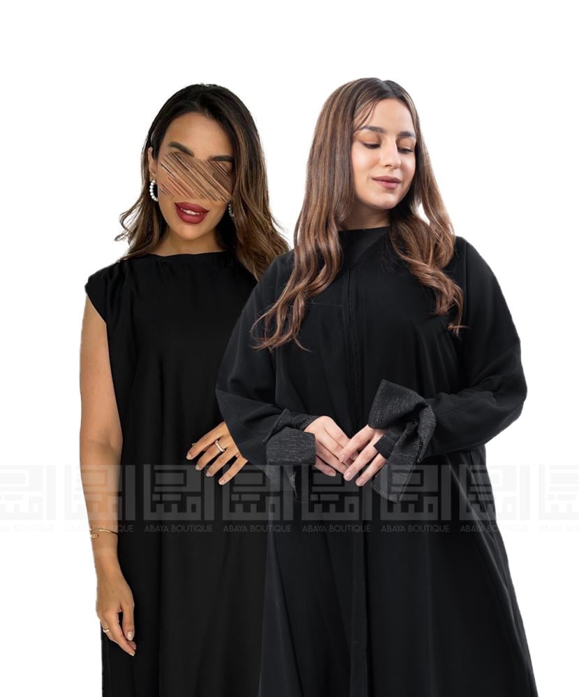دار امتنان - بكج عباية سوداء بأكمامٍ فيونكة 3103