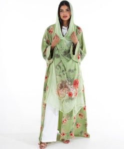 عزة المتميزة - عباية الحرير تفاحي