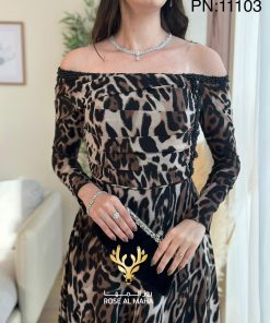 Alternative view of روز المها - فستان تايقر أنيق بأكمام طويلة