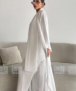 دار امتنان - عباية بيضاء صيفية مع بدلة داخلية أنيقة- 1489