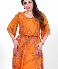 تريجر آيلاند - فستان سهرة طويل لؤلؤ بكريستالات لامعه