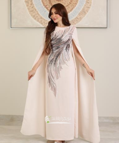 تريجر آيلاند - فستان كم طويل سراميك.مزين بكلفه على الصدر