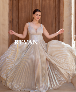 ريفان - فستان لامع بكسرات فاخرة وقصة منفوشة