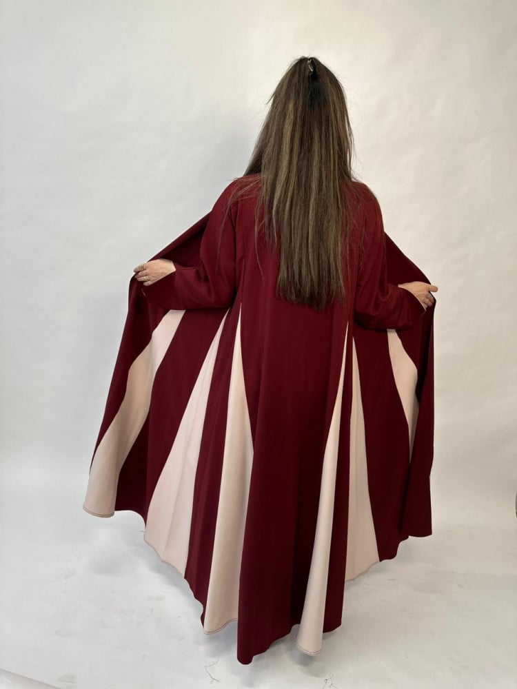 مارينا للعبايات - عبايه A لون عنابي وبيج - Image 2