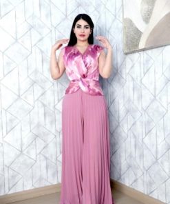 أوبرا فاشن - أفرول طويل استرتش زهري مكسر من الاسفل