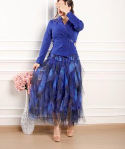 Alternative view of أوبرا فاشن - جاكت رسمي لون كحلي بكسرات لف على اكسسوار