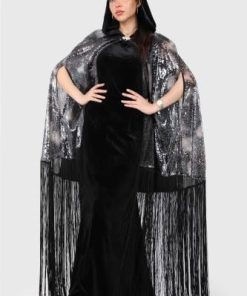 أوبرا فاشن - قفطان سهرة مخمل مع وشاح ترتر ومن الاسفل هدب