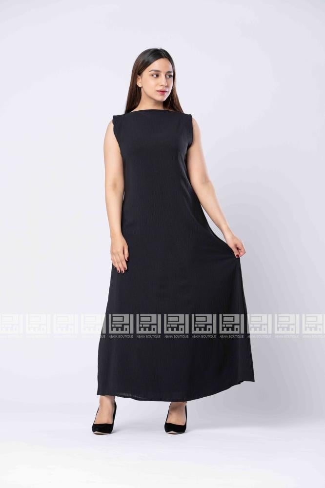 دار امتنان - فستان عباية أسود بقماش الكريب 2048 - Image 2