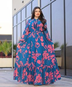 أوبرا فاشن - جلابية شيفون جورجيت مزينه بالكريستال بتصميم أنيق