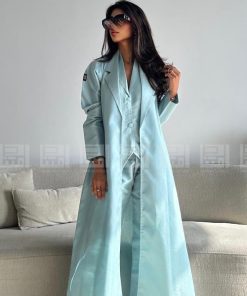 دار امتنان - عباية صيفية مع طقم تحت العباية باللون السماوي - 1414