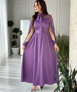 أوبرا فاشن - فستان على ربطة بالعنق اكمام طويلة ومفتوحة وقبضة باليد