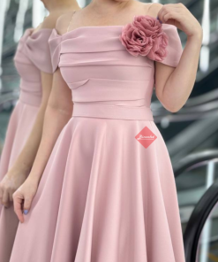 بينوش - فستان الاميرات بقماش الكريب الطبي ستايل أوف شولدر