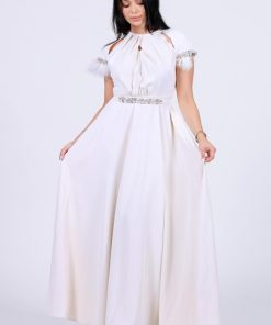 تريجر آيلاند - فستان ناعم طويل كريب بكمام جابنيز بريش