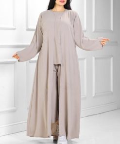 Alternative view of عبايات روزا - عباية "شَفَق" (Shafaq) اللحمي الفاتح (3 قطع): جاذبية النقاء وخامة الكريب الناعم