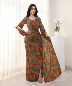 أوبرا فاشن - فستان ناعم مشجر باكسسوار بالخصر