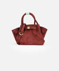 أوبرا فاشن - شنطة يد كريسبلا قماش شمواه مخملية بلون عنابي فاخر