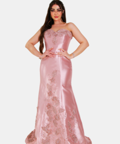 تريجر آيلاند - فستان سهرة طويل ساتان مزين بالتطريز