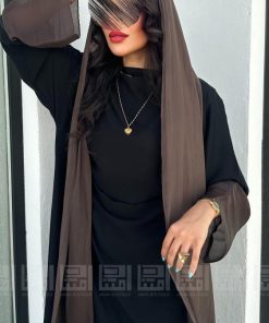 دار امتنان - عباية صيفية أنيقة بقصة A Line من قماش بلاك بيري البني- 1450