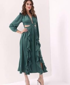 Alternative view of تريجر آيلاند - فستان ناعم طويل بفتحات من الخصر