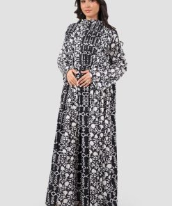 Alternative view of أوبرا فاشن - جلابية كويتيه لون اسود وابيض مشجرة