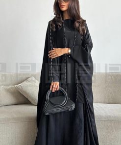 Alternative view of دار امتنان - عباية سوداء كريستال بقماش صيفي بتصميم بشت مريح- 1426