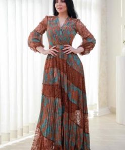 أوبرا فاشن - فستان ناعم شيفون مموج مع دانتيل