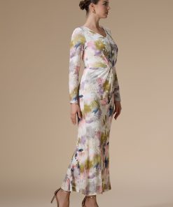 Alternative view of اكتان - فستان بيج طويل بطبعة أزهار مخمل